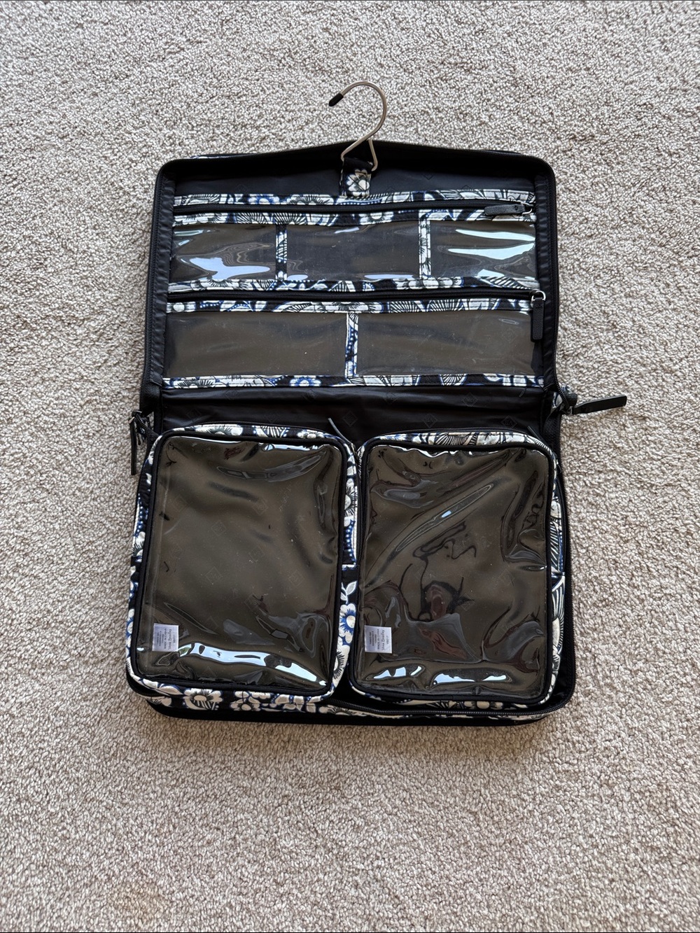 Vera Bradley Hanging Travel Toiletry Bag - Black Floral